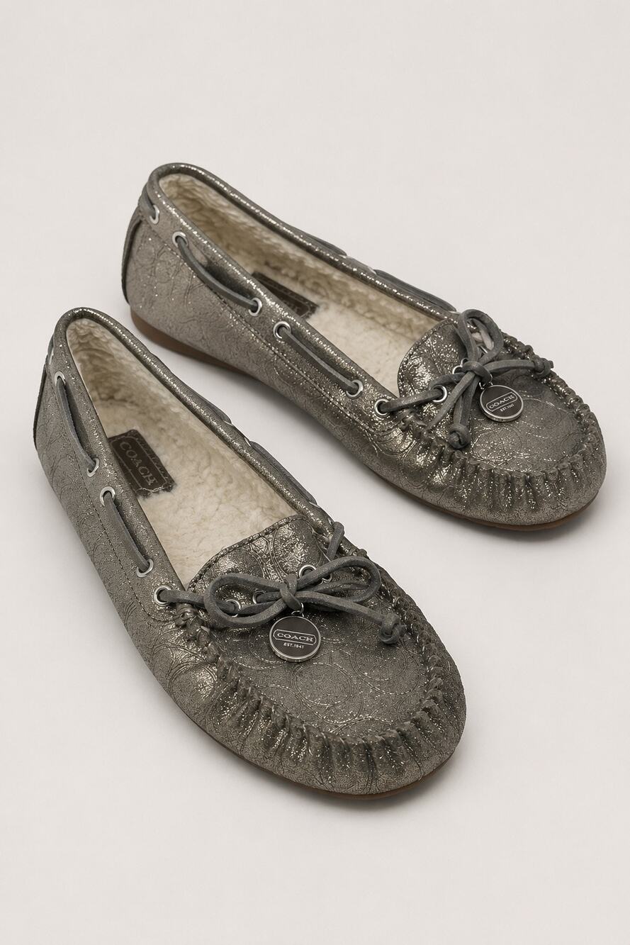 Coach Antonia Metallic Signature Leather Moccasins – Women's US 11 / EU 43